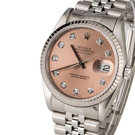 Rolex Datejust 16234 Salmon Diamond Dial 